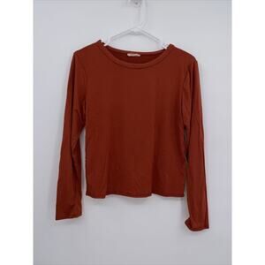 Olivia Rae Womens Round Neck Long Sleeve Pullover Style Tee T-Shirt Red Large